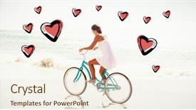  Presentation with smart watch red heart - Audience pleasing PPT layouts consisting of red hearts against carefree woman backdrop and a  colored foreground