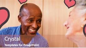  Presentation with playing cards - Theme having red hearts against smiling senior background and a  colored foreground