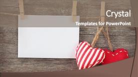  Presentation with hearts - Slides consisting of red hearts and blank note on wooden background background and a gray colored foreground