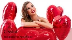  Presentation with anatomy depiction of a human red heart and ecg - Beautiful presentation theme featuring red hearts and woman looking backdrop and a crimson colored foreground