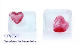  Presentation with hearts - Slides having red-hearts-in-ice-cubes background and a sky blue colored foreground