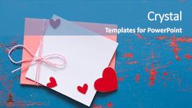  Presentation with greeting card - PPT layouts having red hearts on a wooden background and a teal colored foreground