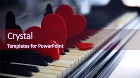  Presentation with piano - Audience pleasing PPT layouts consisting of red hearts on piano keys backdrop and a wine colored foreground