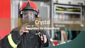  Presentation with fire fighter - Theme having red helmet with breathing apparatus background and a coral colored foreground