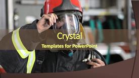  Presentation with fire fighter - PPT layouts enhanced with red helmet with breathing background and a tawny brown colored foreground