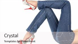  Presentation with jeans - Presentation consisting of red high heels - lying girl a close up background and a white colored foreground