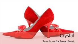  Presentation with military shoes - Cool new PPT layouts with red high heels - woman shoes isolated backdrop and a  colored foreground