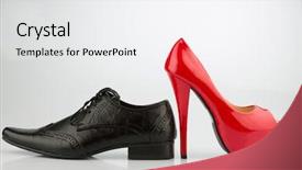  Presentation with shoe - Beautiful theme featuring red high heels and men' backdrop and a white colored foreground