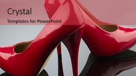  Presentation with crossroads icon - Beautiful theme featuring red high heels photo icon backdrop and a red colored foreground