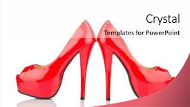  Presentation with old fashion photo album - Audience pleasing presentation consisting of red high heels symbol photo backdrop and a white colored foreground