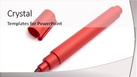  Presentation with red - Amazing PPT theme having red highlighter isolated on white backdrop and a sky blue colored foreground