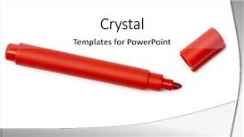  Presentation with meeting red white blue - PPT theme featuring red highlighter isolated on white background and a white colored foreground