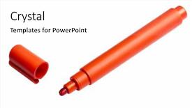  Presentation with ink - Beautiful PPT theme featuring red highlighter isolated on white backdrop and a white colored foreground