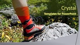  Presentation with activity - Audience pleasing presentation theme consisting of red hiking boots on a hike in the mountains of austria activity during leisure time backdrop and a tawny brown colored foreground