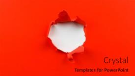  Presentation with torn paper - Colorful slide deck enhanced with red-hole-in-the-paper backdrop and a dark gray colored foreground