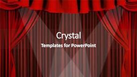  Presentation with red curtain - Amazing presentation design having red horozontal draped theatre curtains backdrop and a tawny brown colored foreground