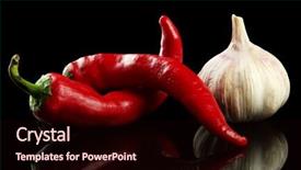  Presentation with garlic - Slide set with red hot chili peppers background and a wine colored foreground