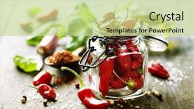  Presentation with spicy food - Colorful presentation theme enhanced with red hot chili peppers backdrop and a mint green colored foreground