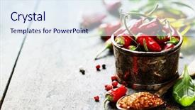  Presentation with spicy food - Theme enhanced with red hot chili peppers background and a sky blue colored foreground