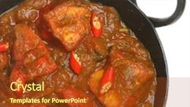  Presentation with chicken curry - Audience pleasing PPT theme consisting of red hot chilli - indian chicken jalfrezi curry backdrop and a tawny brown colored foreground