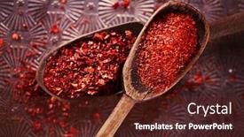  Presentation with hot metal - PPT theme having red-hot-chillies-pepper-flakes background and a tawny brown colored foreground