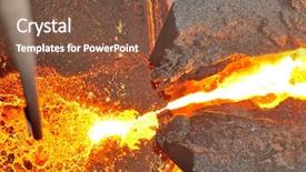  Presentation with molten - Colorful PPT theme enhanced with red-hot molten steel backdrop and a tawny brown colored foreground