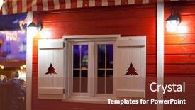  Presentation with hut - PPT theme enhanced with red house with white windows - christmas hut background and a tawny brown colored foreground