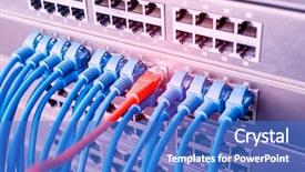  Presentation with server room - PPT theme consisting of red internet patch cord cable background and a teal colored foreground