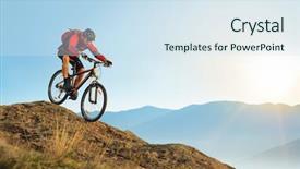  Presentation with extreme - Presentation consisting of red jacket riding the bike background and a sky blue colored foreground