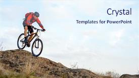  Presentation with man riding big bike motor - Presentation with red jacket riding the bike background and a sky blue colored foreground