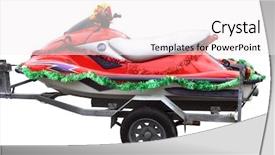  Presentation with boating - PPT theme featuring boating diversity - red jetski with christmas decorations background and a white colored foreground
