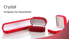  Presentation with jewelry - PPT layouts enhanced with red jewelry boxes isolated on white background and a white colored foreground