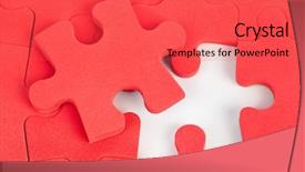  Presentation with red puzzle - Presentation theme consisting of red jigsaw - pieces of puzzle isolated background and a  colored foreground