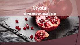  Presentation with pomegranate - Slides with red juice pomegranate on dark background background and a coral colored foreground