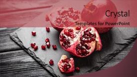  Presentation with pomegranate - Beautiful PPT layouts featuring red juice pomegranate on dark background backdrop and a red colored foreground