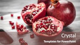  Presentation with pomegranate - Slide set consisting of red juice pomegranate on dark background background and a tawny brown colored foreground