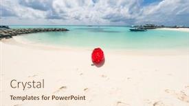  Presentation with kayak - Theme with red-kayak-on-tropical-beach background and a cream colored foreground