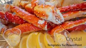 Presentation with restaurant menu - Amazing slides having red-king-crab-legs backdrop and a gold colored foreground