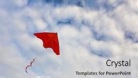  Presentation with kite - PPT theme consisting of red kite flying in blue background and a light gray colored foreground