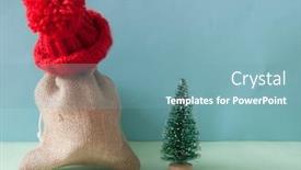  Presentation with hat - Slide deck with red-knitted-winter-hat background and a seafoam green colored foreground