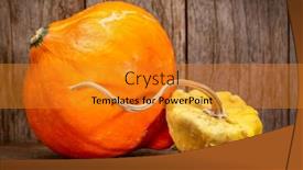  Presentation with wood rustic - PPT layouts consisting of red kuri winter squash and ornamental gourd against rustic wood - fall holidays decoration background and a gold colored foreground