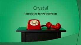  Presentation with red telephone - Colorful theme enhanced with red-landline-rotary-dial-telephone backdrop and a ocean colored foreground