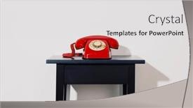  Presentation with red telephone - PPT theme consisting of red-landline-rotary-dial-telephone background and a white colored foreground