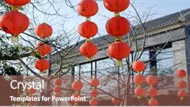  Presentation with lantern chinese - Cool new PPT layouts with red lantern for chinese new year backdrop and a coral colored foreground