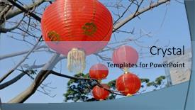  Presentation with lunar new year - Slides having red lantern for lunar new background and a light blue colored foreground