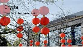  Presentation with lunar new year - PPT layouts with red lantern for lunar new background and a light blue colored foreground