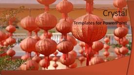  Presentation with lunar new year - Presentation theme featuring red lantern for lunar new background and a red colored foreground