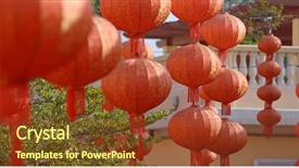  Presentation with lunar new year - Theme with red lantern for lunar new background and a tawny brown colored foreground
