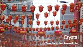  Presentation with chinese new year - Audience pleasing theme consisting of red-lanterns-at-chinese-new backdrop and a tawny brown colored foreground