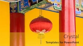  Presentation with chinese new year - PPT theme enhanced with red-lanterns-with-chinese-letters background and a gold colored foreground
